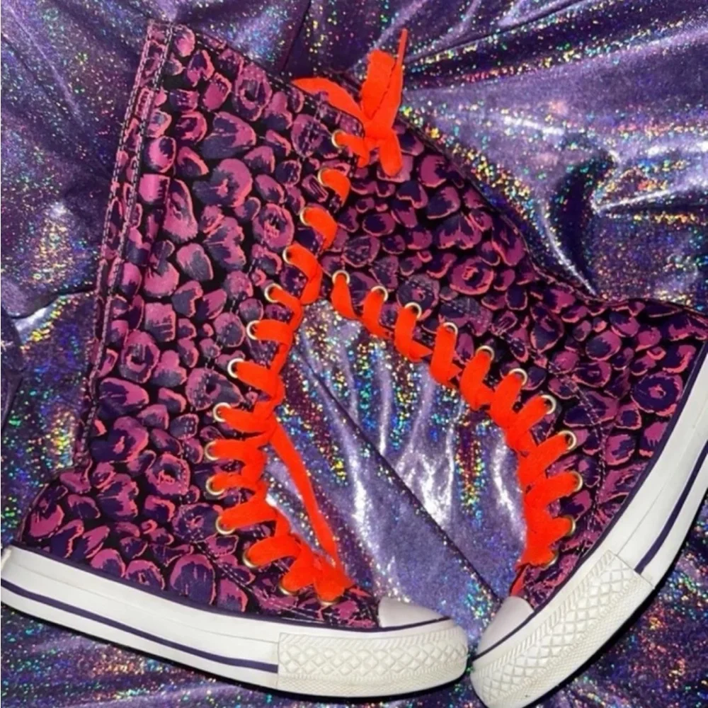 Rare Kids Leopard Print Neon Converse